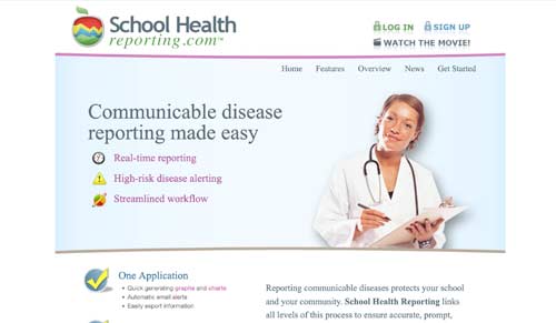 Screen grab of School Health Reporting