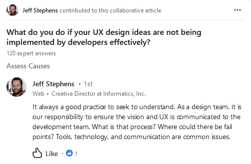 Jeff Stephens making a collaborative post on LinkedIn