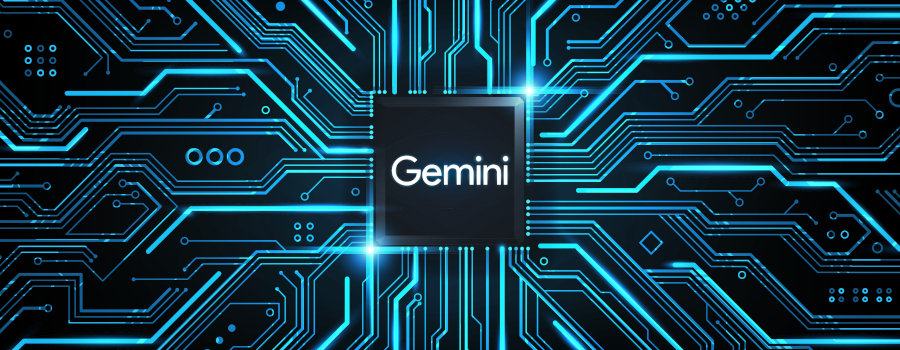 Gemini logo with electric currents surrounding it. 