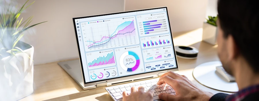 A sample data dashboard on a laptop